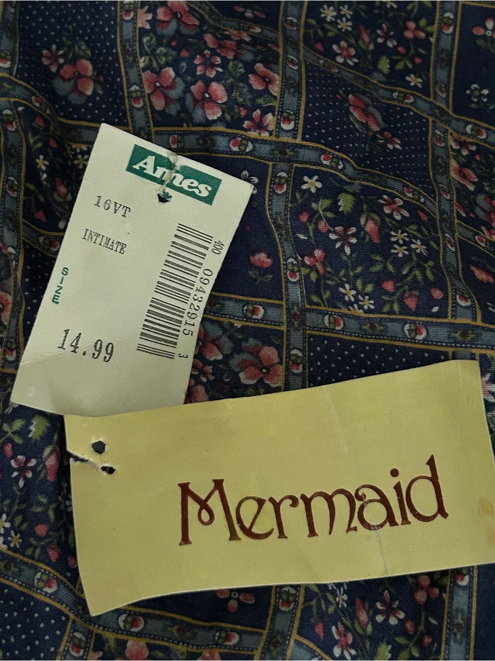 Vintage 90s Ames Cotton Floral Dress L large 14 16 brand Mermaid country flowers - Picture 5 of 15
